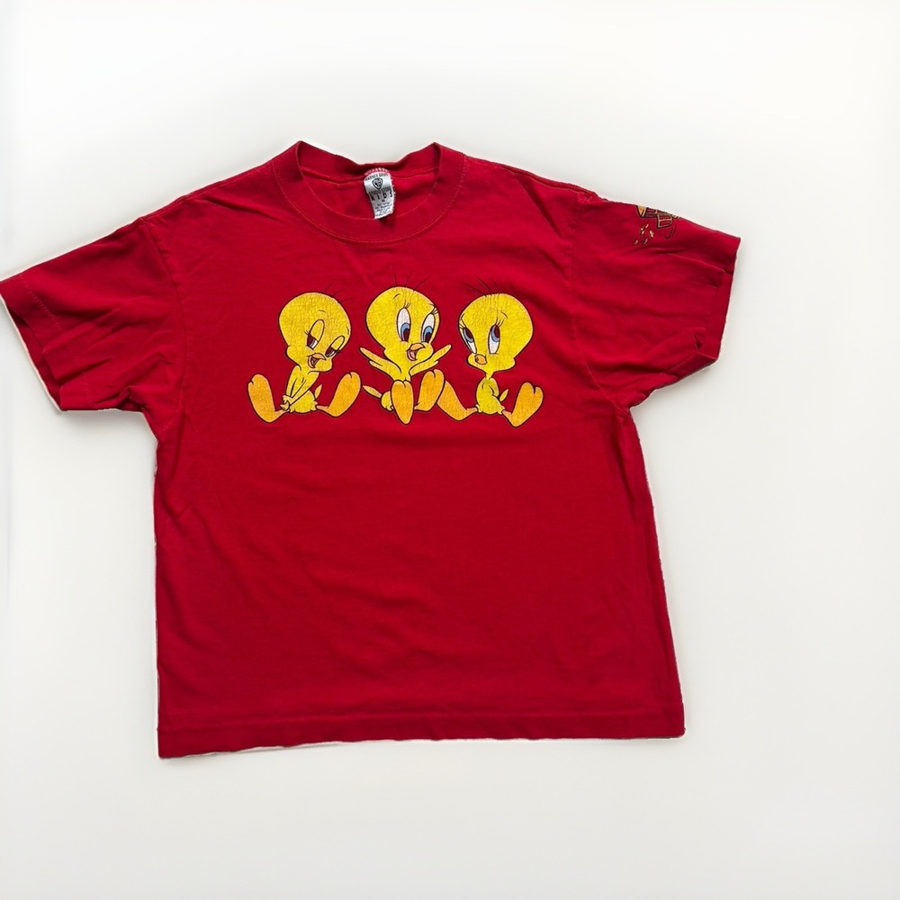 VTG 90s Looney Tunes Tweety Bird  T Shirt Warner Bros Studios Store KIDS Size M